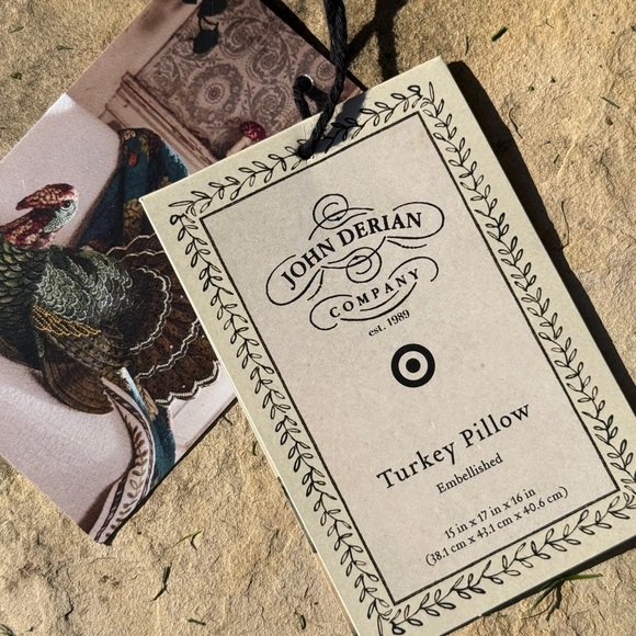 2024 John Derian Beaded Turkey Accent Pillow - Picture 3 of 4